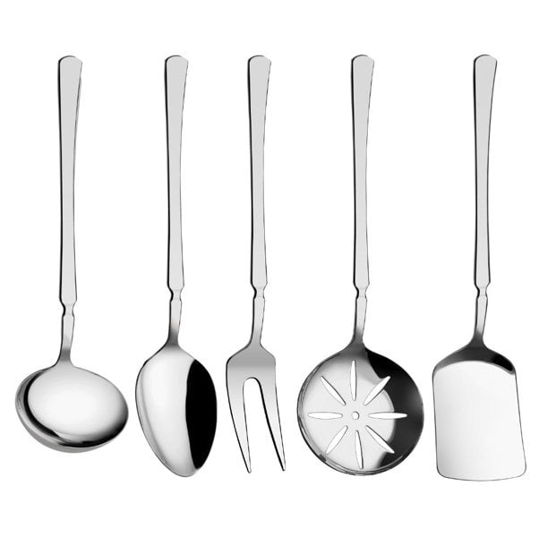 Rozi Kardelen Collection Stainless Steel Utensils, Set of 5 (Silver)