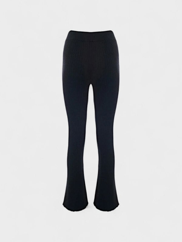 Moncler Viscose Crepe Stretch Ribbed Knitted Leggings Black - Supplied FashionMoncler