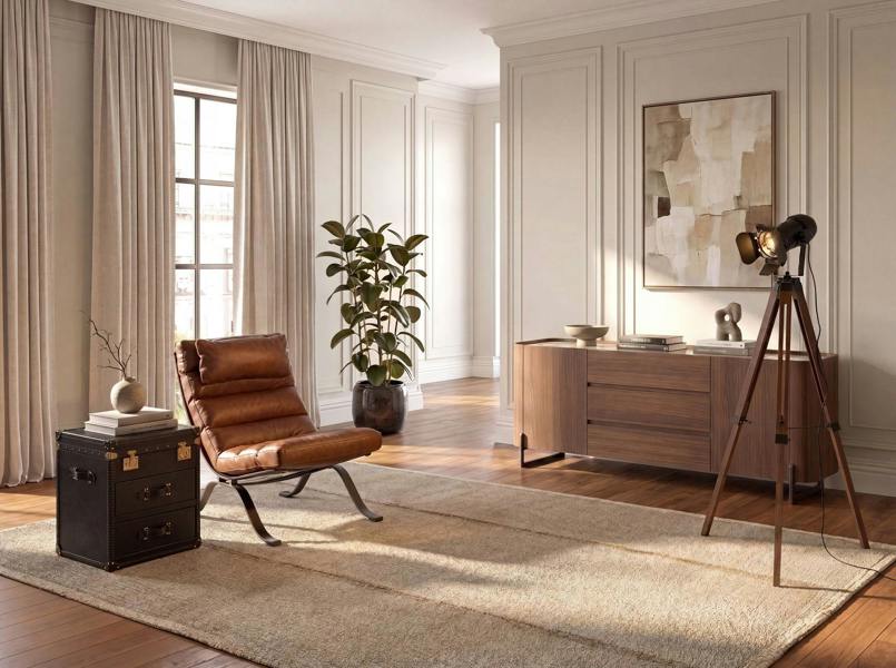 Angel Cerdá Floor lamp in black steel and walnut-coloured pine wood 8109
