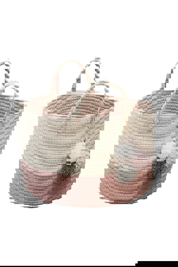 Living and Home 31L Cotton Rope Woven Laundry Baskets Hamper Toy Basket with Handle 25cm H