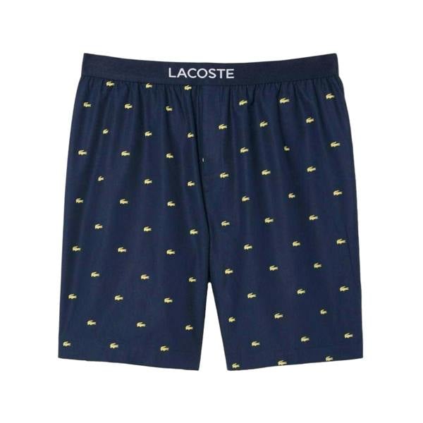Lacoste Mens Poplin Repeat Logo Pyjama Shorts - Navy - 
