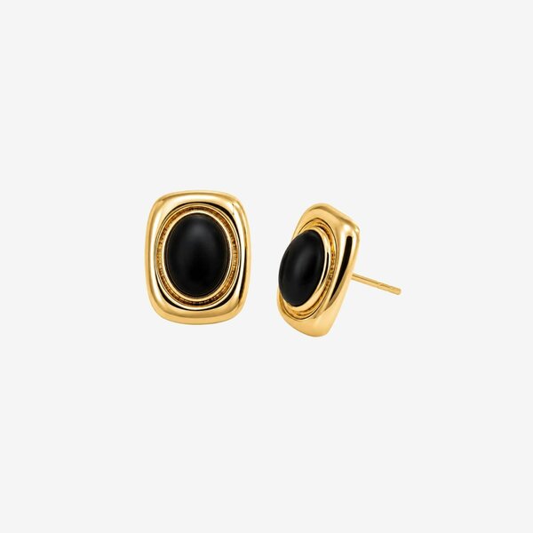 Uchi & Soto Enso Black Stone and Gold Stud Earrings