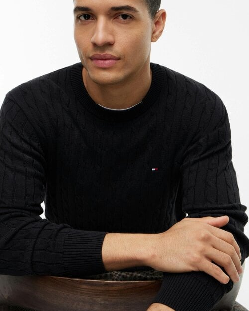 Tommy Hilfiger Classic Cable Mens Crew Jumper - Black