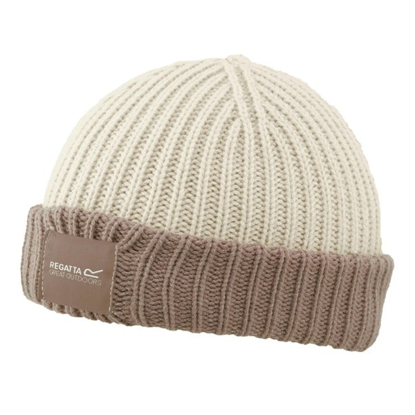 Regatta Childrens/Kids Connora Fisherman Logo Beanie - Light Vanilla/Warm Taupe