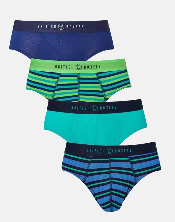 British Boxers Multipack! 4 Pairs of Men's Bamboo Briefs - Electric Lime