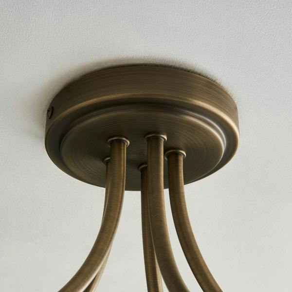 Pagazzi Lighting Hamilton 5 Light Antique Brass Semi Flush Ceiling Light