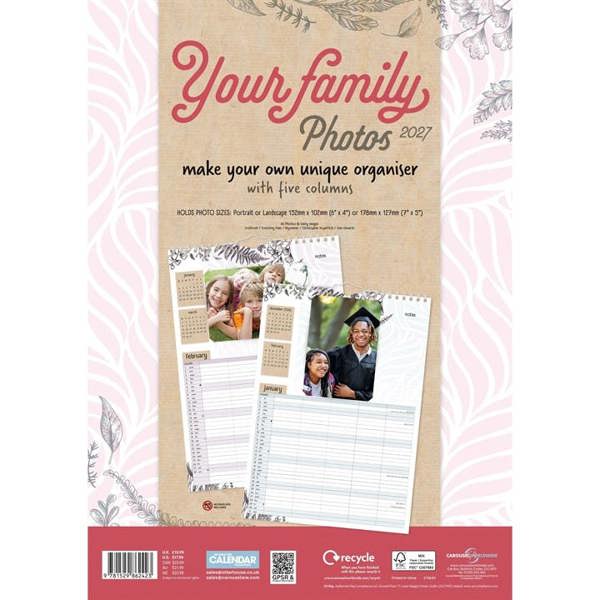 Your Family Photos A3 Family Planner 2027, Family Planners, Month To View, Family, Gift