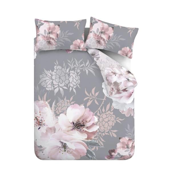 Dramatic Floral Grey Duvet Cover Set