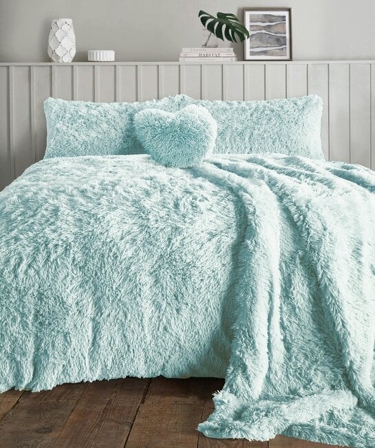 Night Zone Alaska Cuddles Long Fur Teddy Fleece Duvet Cover Set – Warm Bedding with Pillowcases