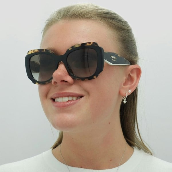 Prada Sunglasses PR16YS 01M0A7 Black and Medium Tortoise Light Grey Gradient