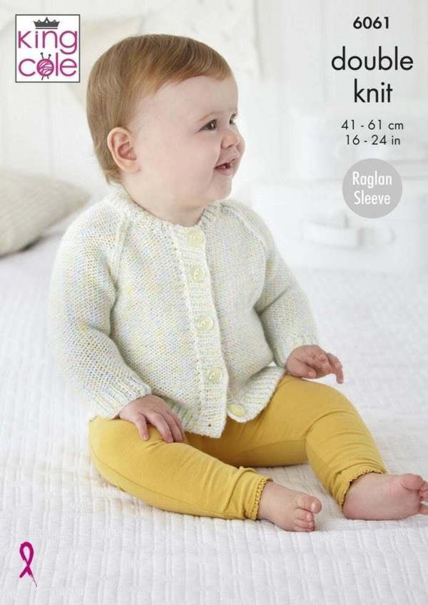 King Cole Cloud Nine DK Knitting Pattern 6061, Cardigans for Baby, 16 - 24 Inches