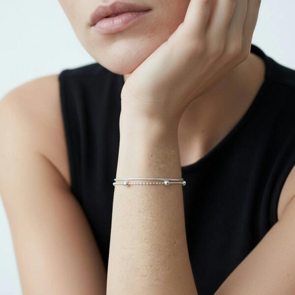 Uchi & Soto Enso 925 Silver Layered Chain Bracelet