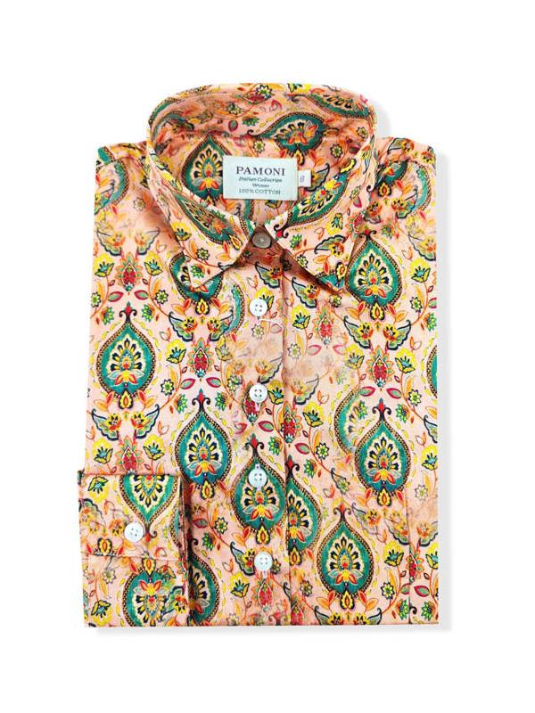 Elegant Paisley Blossom Women's Fitted Shirt