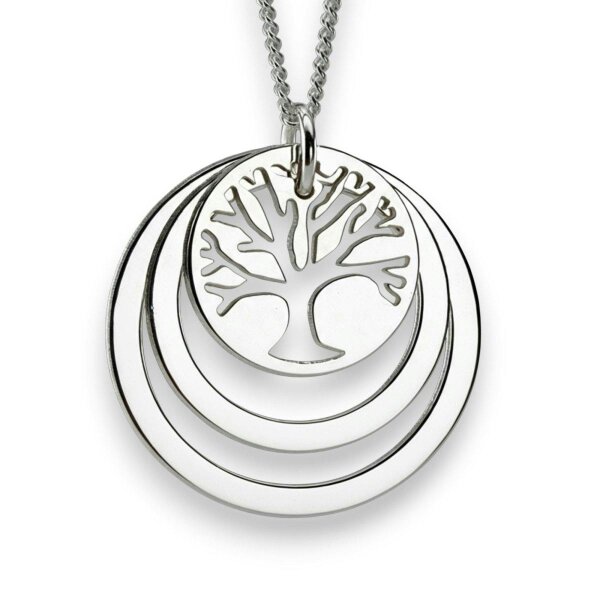 Christopher James of London Sterling Silver Tree of Life Two Disc Family Circle Necklace