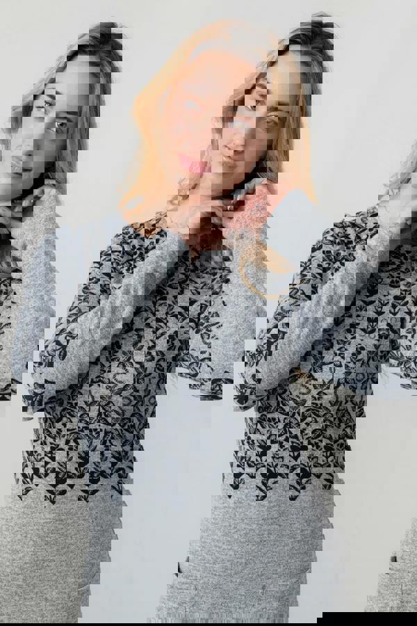 Lily & Me Fair Isle Print Swing Dress Grey