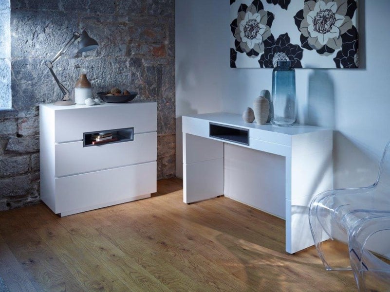 Savoye 3 Drawer Chest of Drawers with Media Aperture and Matching Dressing Table © Gillmore British Design