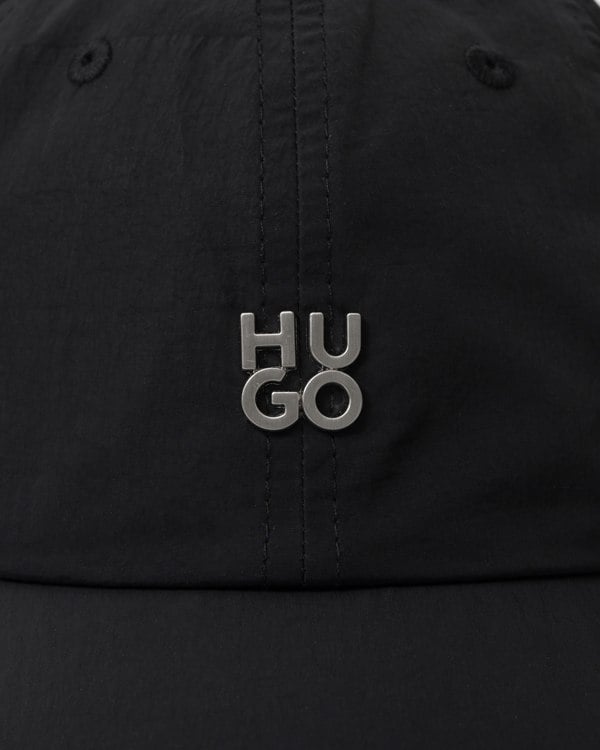 HUGO Mens Mett Baseball Cap - Black 001 logo detail