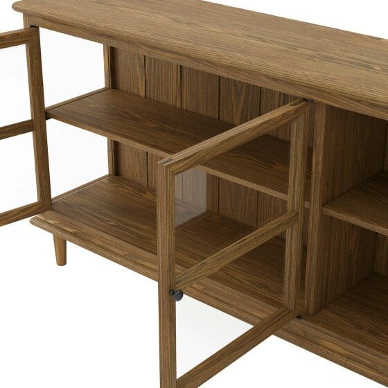 Wyld Haus Honley Dark Brown Wood 3 Glass Door Sideboard