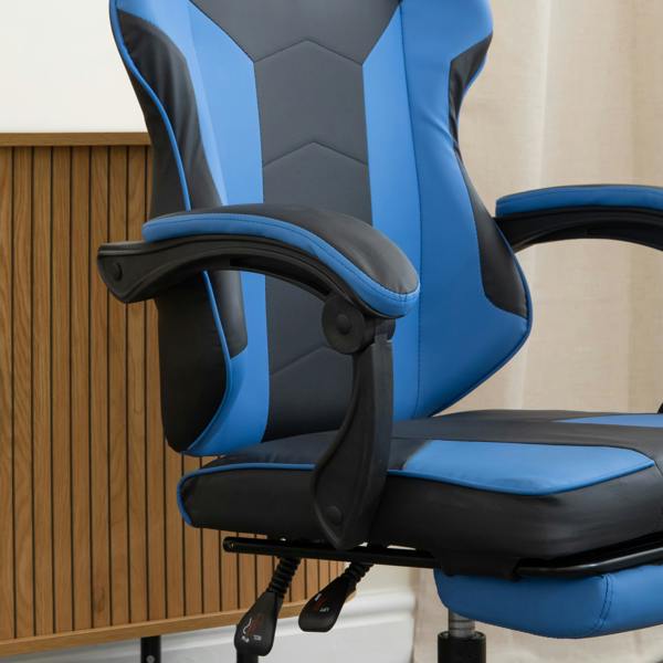 Samuel Alexander Ergonomic Gaming Chair with Footrest and Removable Pillows in Blue