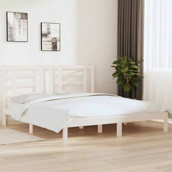 Berkfield Bed Frame White Solid Wood 180x200 cm Super King Size