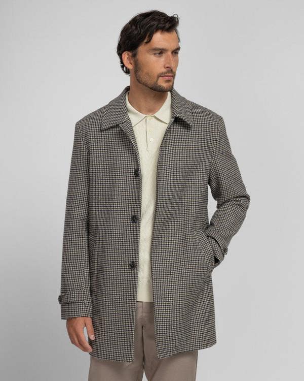 Steel & Jelly Marton - Wool Blend Houndstooth Car Coat