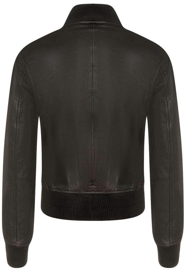 Womens Classic MA-1 Leather Bomber Jacket-Newcastle - Upperclass Fashions 