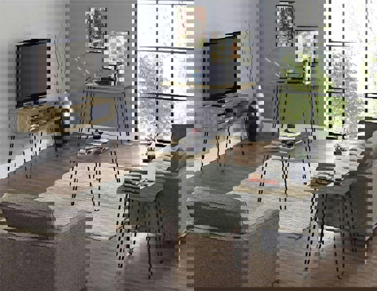 Dorel Home Owen Retro Office Writing Desk in Walnut Look