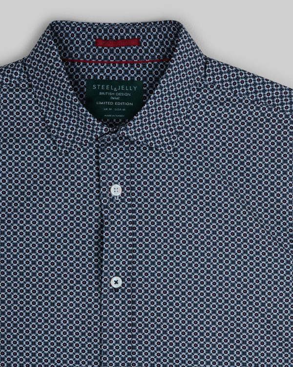 Steel & Jelly Limited Edition Navy Geometric Slim Fit Shirt