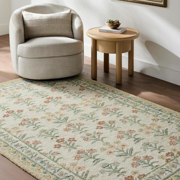 Livabliss Fairfax-Hand Tufted Green Beige Pink Wool Global Rug