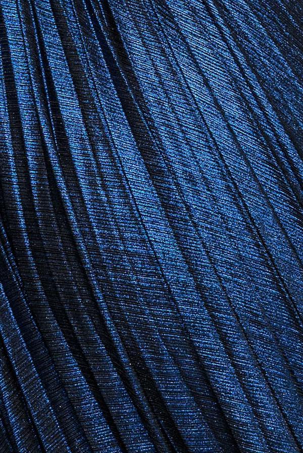 Open Back Sunrise Foil Halterneck A Line Maxi Dress - Navy Blue DR4697