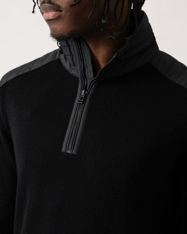 Belstaff Kilmington Mens Merino Wool Quarter Zip Jumper - Black
