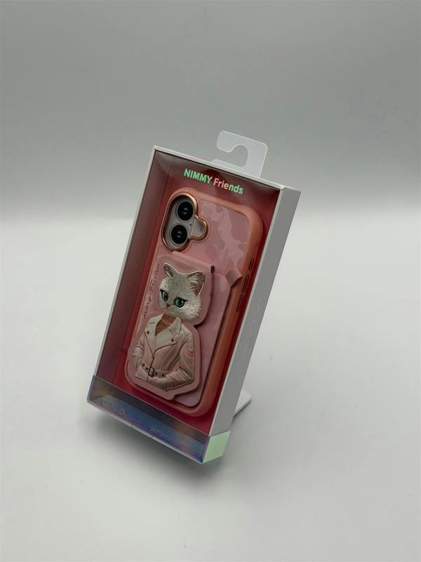 Nimmy Friends Nimmy White Cat Magnetic Combo Case with Detachable MagSafe Card Holder Stand for iPhone 17 6.3" Pink - N-CXMC-KTZH-IP17-04