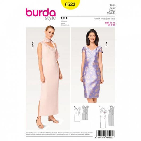 Burda Sewing Pattern 6523 Dresses For Women, 8 to 18 - Intermediate
