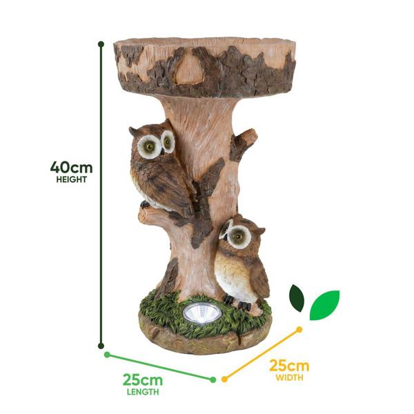 Gardenwize Solar Bird Bath – Owl Garden Ornament with LED Light