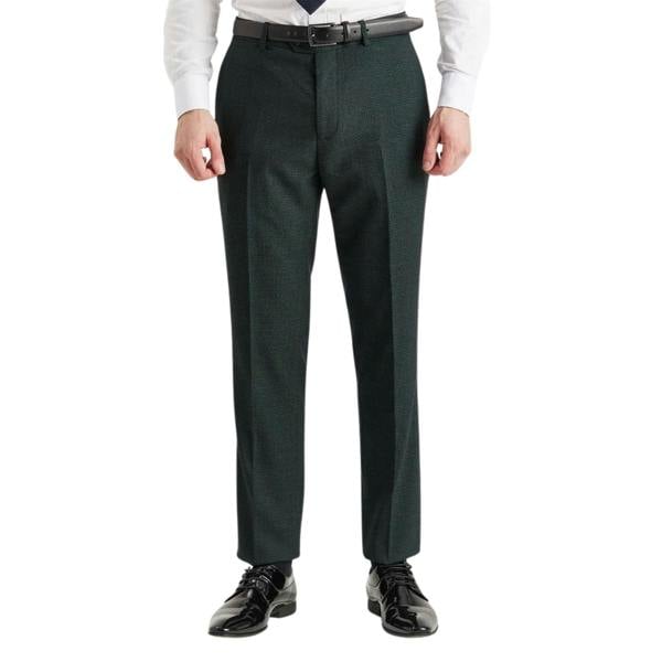 Infinity Leather Men's Green Suit Trouser Prince Of Wales Formal Trouser
