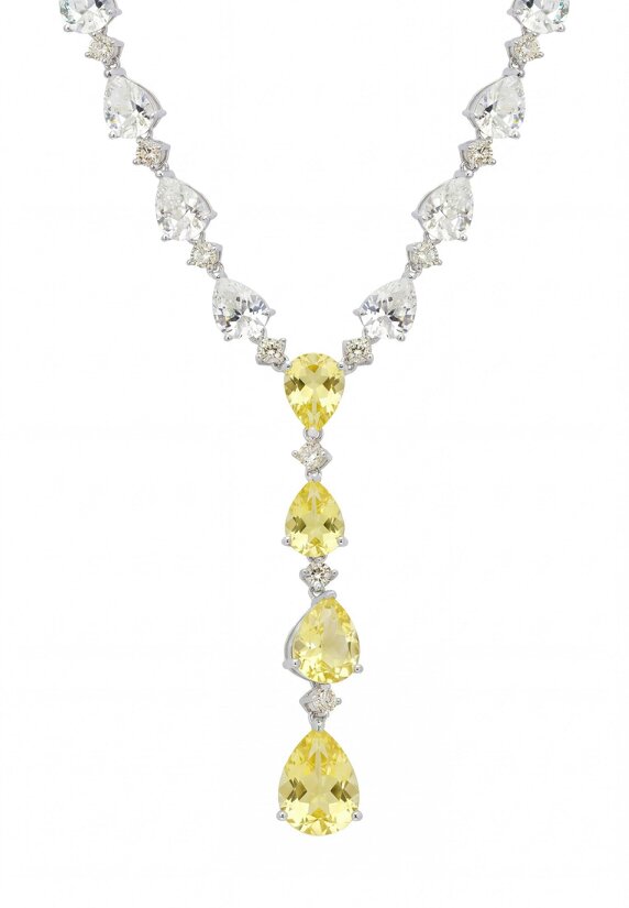 Latelita Elizabeth Statement Necklace Yellow Topaz Silver