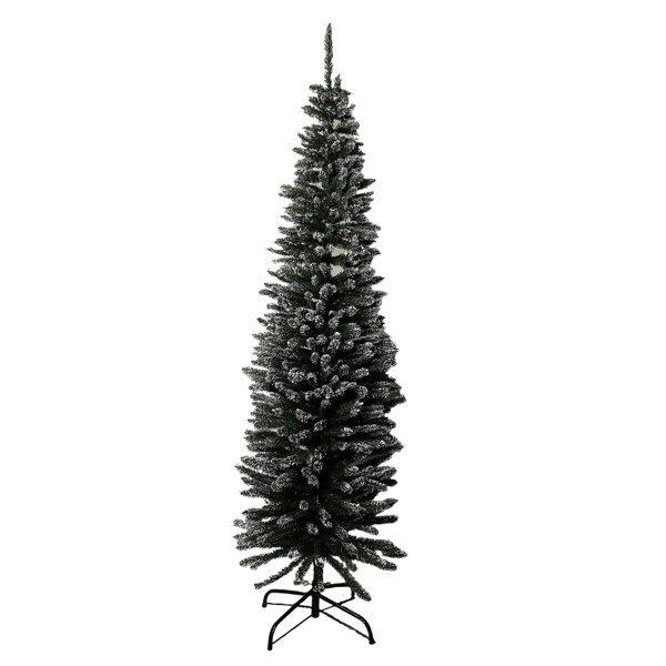Samuel Alexander 6.5ft (2m) Pencil Style Slim Snow Tipped Artificial Christmas Tree in Green