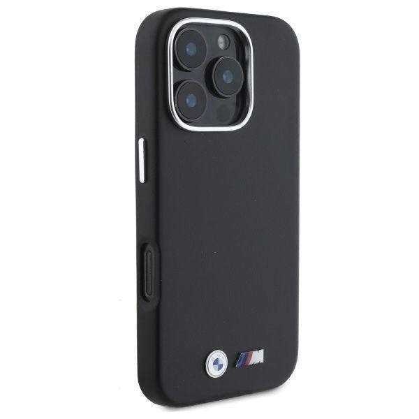 BMW M Series Smooth Full Wrapped Metal Case with MagSafe for iPhone 16 Pro 6.3" Black - BMHCP16L2PMWK