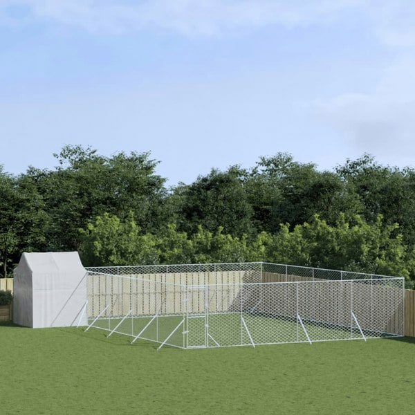 Berkfield Outdoor Dog Kennel with Roof Silver 10x10x2.5 m Galvanised Steel