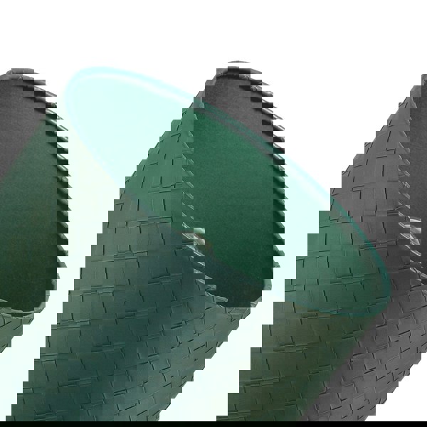 Forest Green Faux Leather Laced Drum Lamp Shade with Cotton Lining Image 5