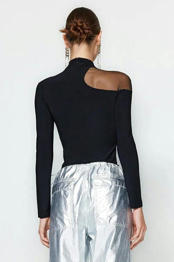 WOVCOR Transparent Detailed Knit Tulle Bodysuit