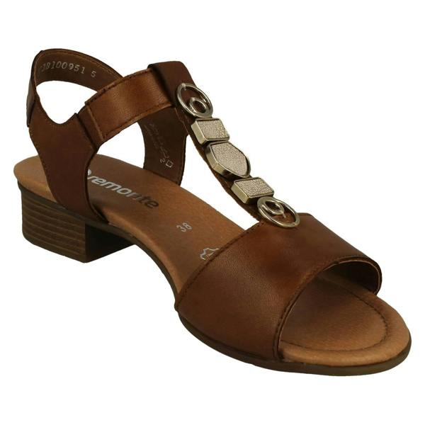 Remonte Ladies Remonte Block Heeled T-Bar Detailed Sandals D0P52