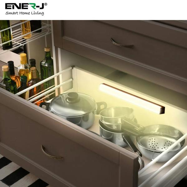 ENER-J Pack of 2 Rechargeable Motion Sensor Cabinet Lights, 10 LED with 2 Switch Modes, USB Charging, for Kitchen Wardrobe Closet