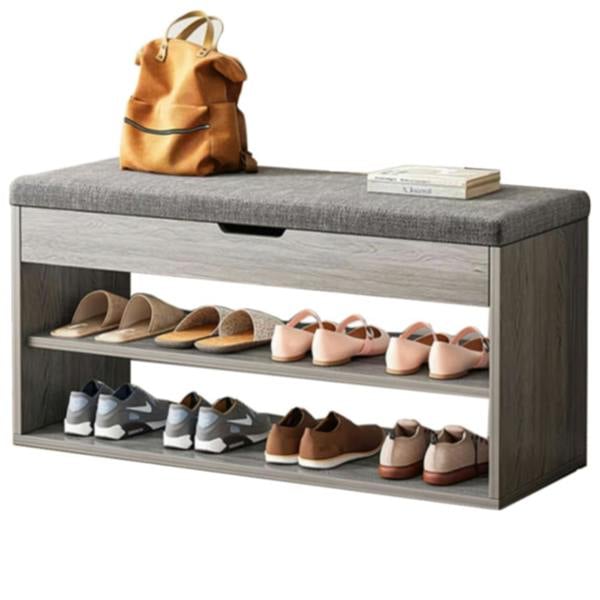 Havendro Shoe Bench with Padded Seat Cushion Wooden Shoe Storage Cabinet Organiser Rack
