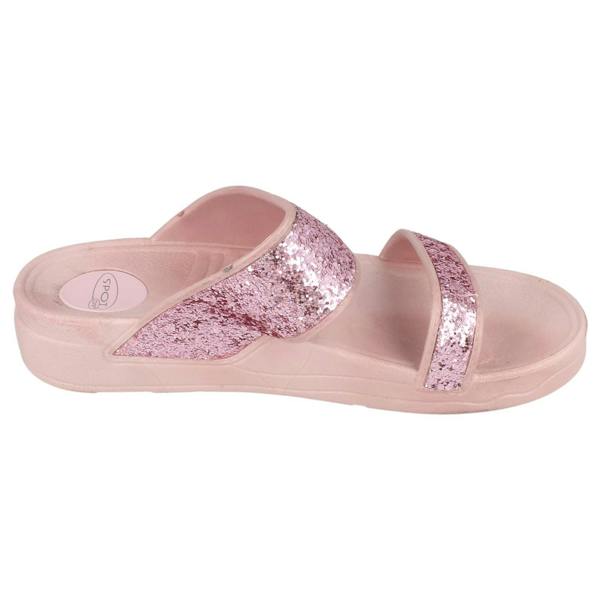Spot On Ladies Spot On Mid Wedge Glitter 2 Bar Mule