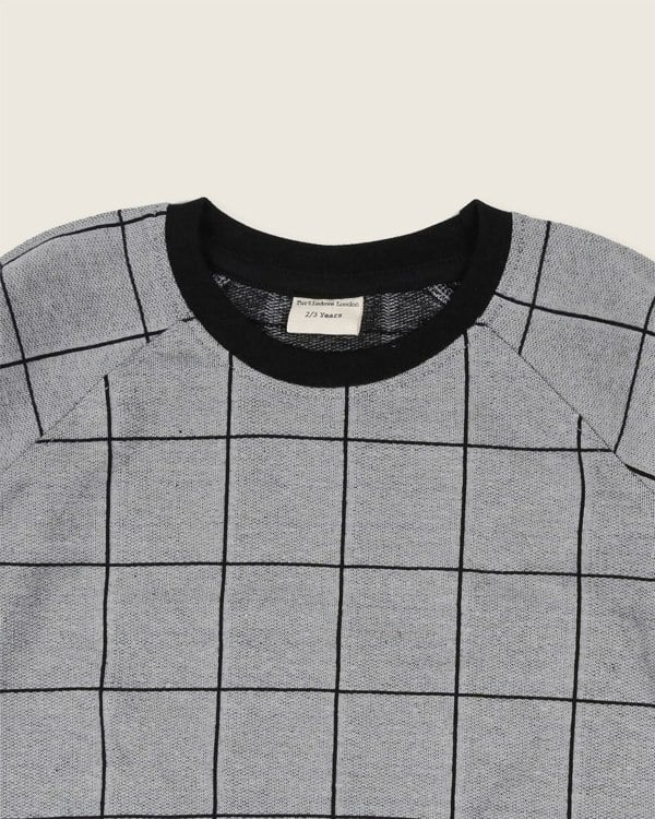 organic cooton Grey Window Pane Check Print Sweatshirt - image 3