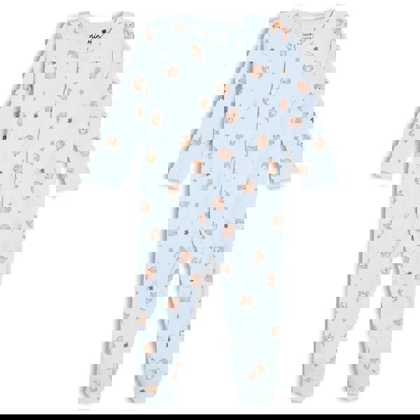 Mini Cuddles Baby Boys 2pk Teddy Bear Printed Sleepsuits, Multicolour