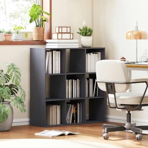 Wyld Haus Royore Wooden Grey 9 Cube Storage Bookcase