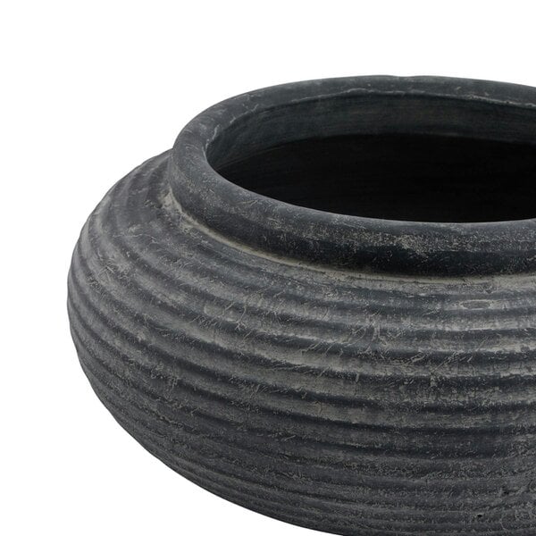 Wyld Haus Dark Grey Low Round Etched Garden Planter