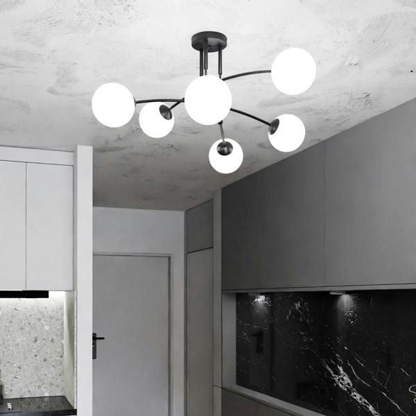 Emibig PREGOS Ceiling lamp  6 x E14 Black with White Shade
